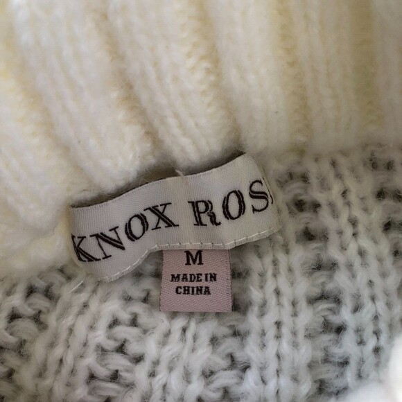 Knox Rose Women's Super Soft White and Brown Mock Turtleneck Pullover Sweater M - Picture 6 of 9